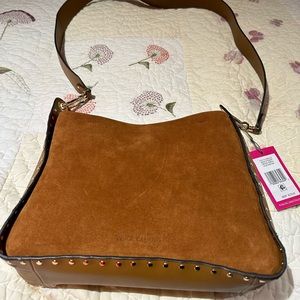 Vince Camuto tan suede and leather purse